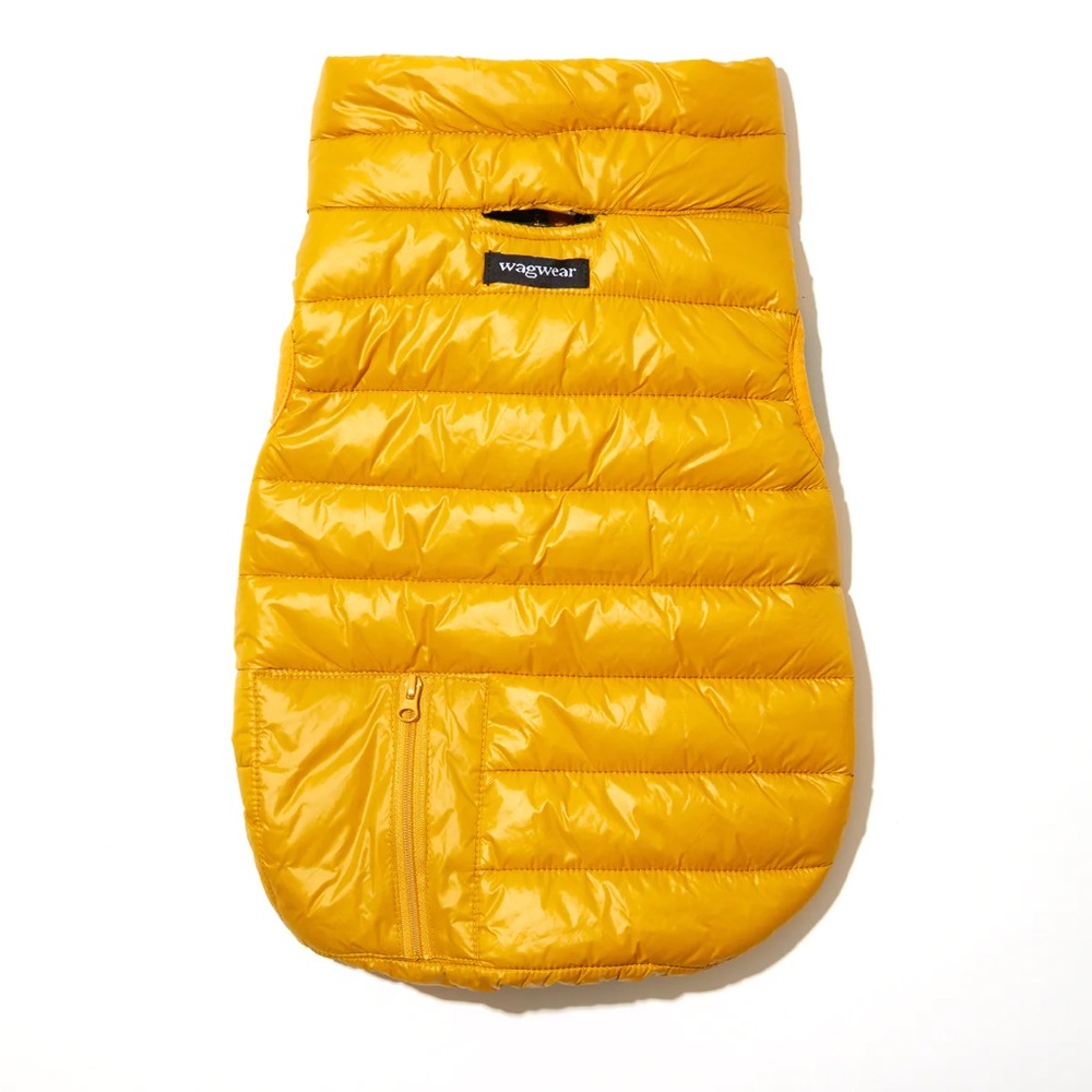 Wagwear Reversible Puffer Vest in Yellow/Green, Size 10 - can text photos!